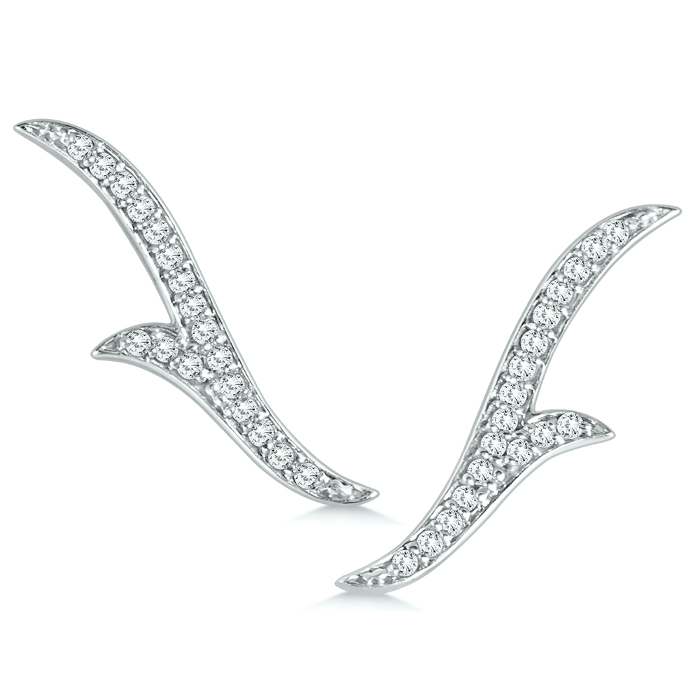 1/5 Carat TW Diamond Climber  Earrings in 14K White Gold